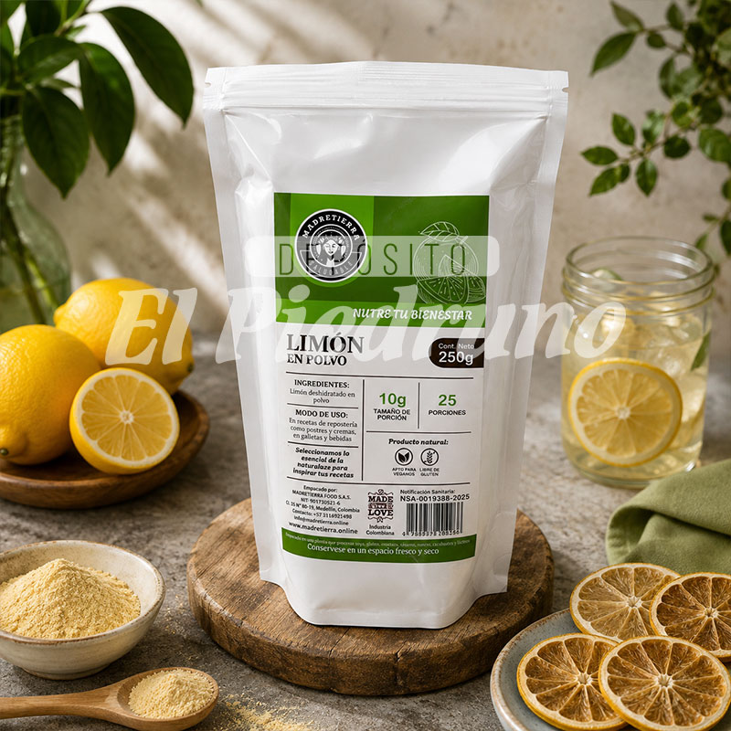 Limon-en-polvo-Madretierra-deposito-el-piedruno Limón en Polvo Madretierra 250 g elaborado con limón deshidratado 100 % natural.